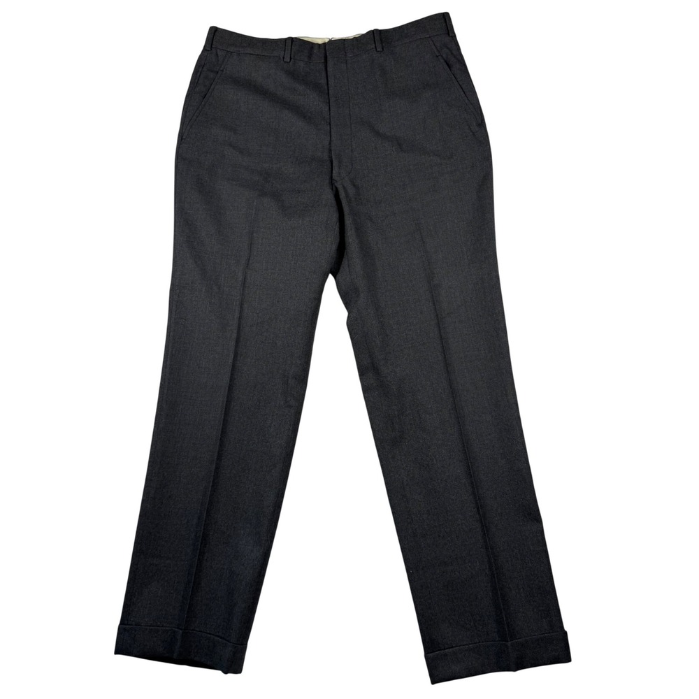 Brooks Brothers 346 Mens Charcoal Gray 100% Wool Dress Pants Cuffed 38X33